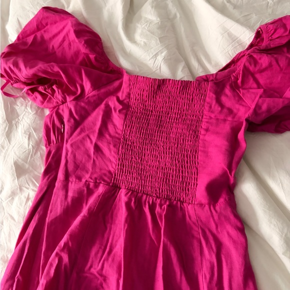 Linen blend pink midi dress - Picture 6 of 7